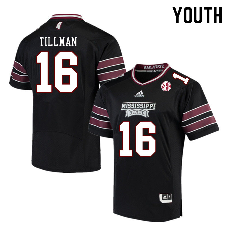 Youth #16 Zakari Tillman Mississippi State Bulldogs College Football Jerseys Stitched Sale-Black